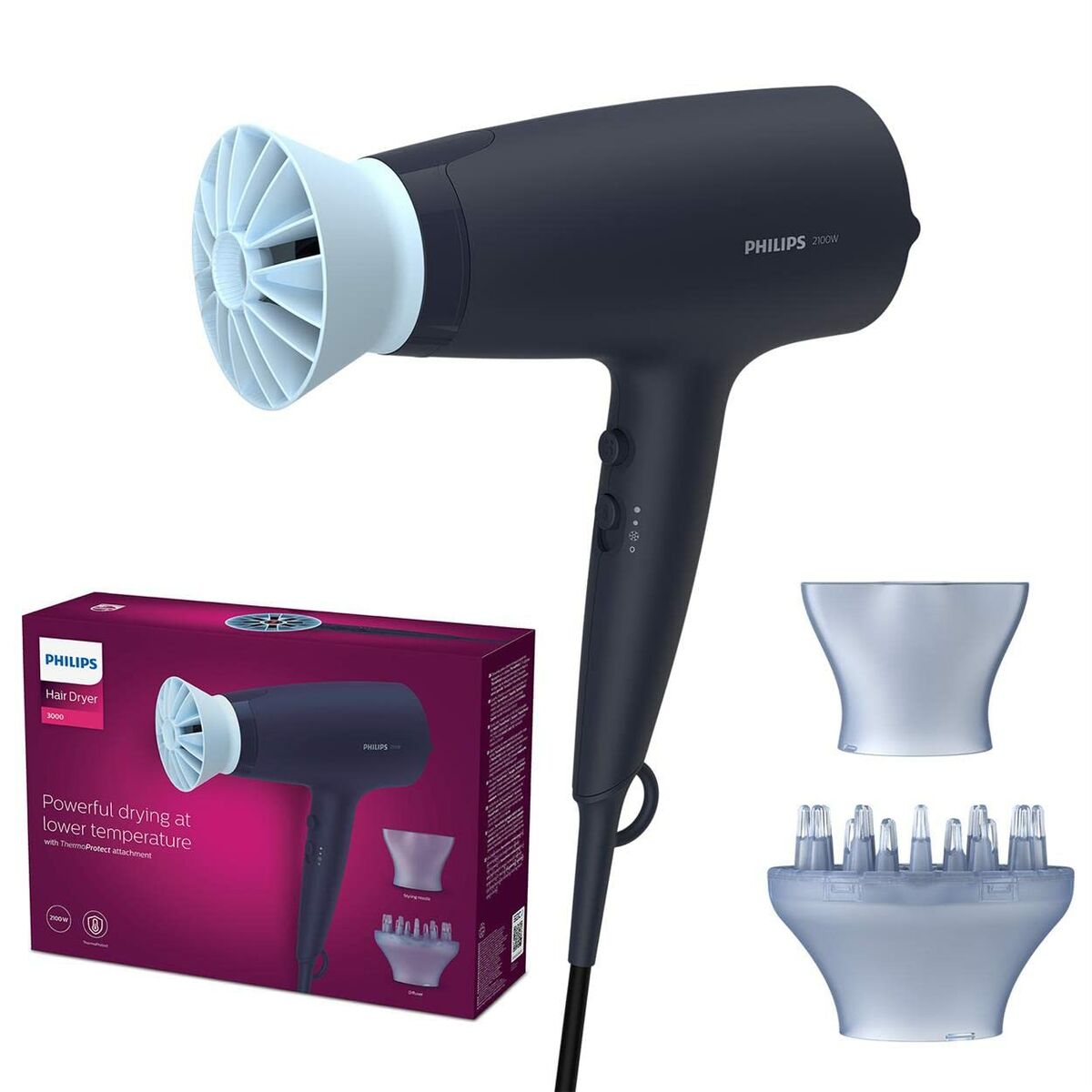 Föhn Philips 3000 BHD360/20 Secador Marineblauw deep blue 2100 W - Schoonheid, Haarverzorging - Philips