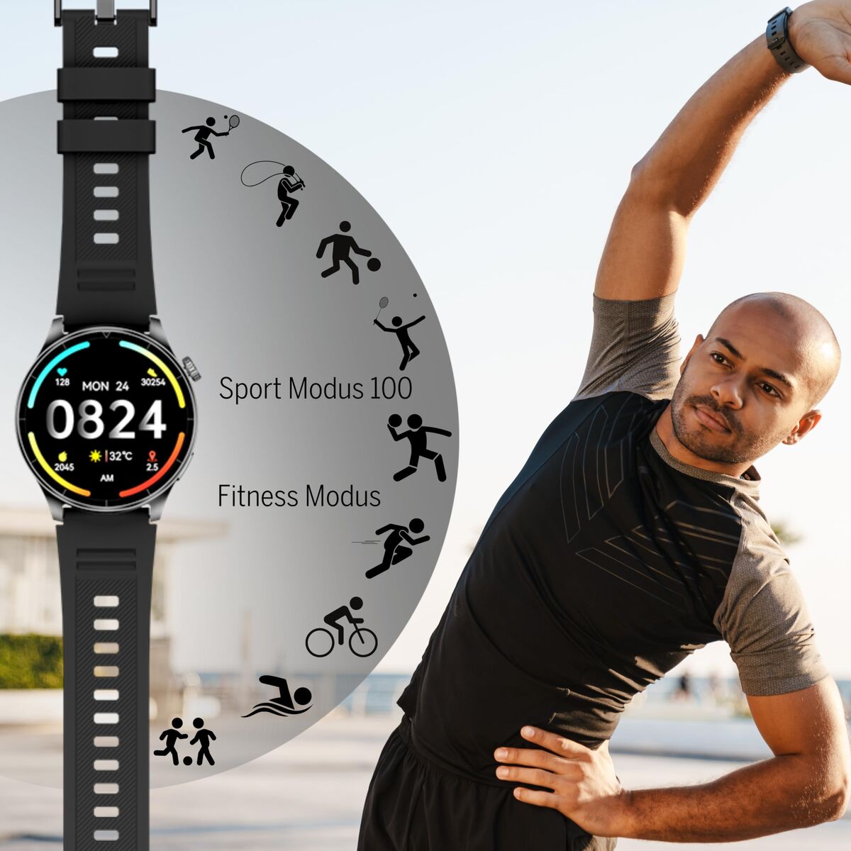 Smartwatch beafon WATCH 301 44 mm 1,45" Zwart