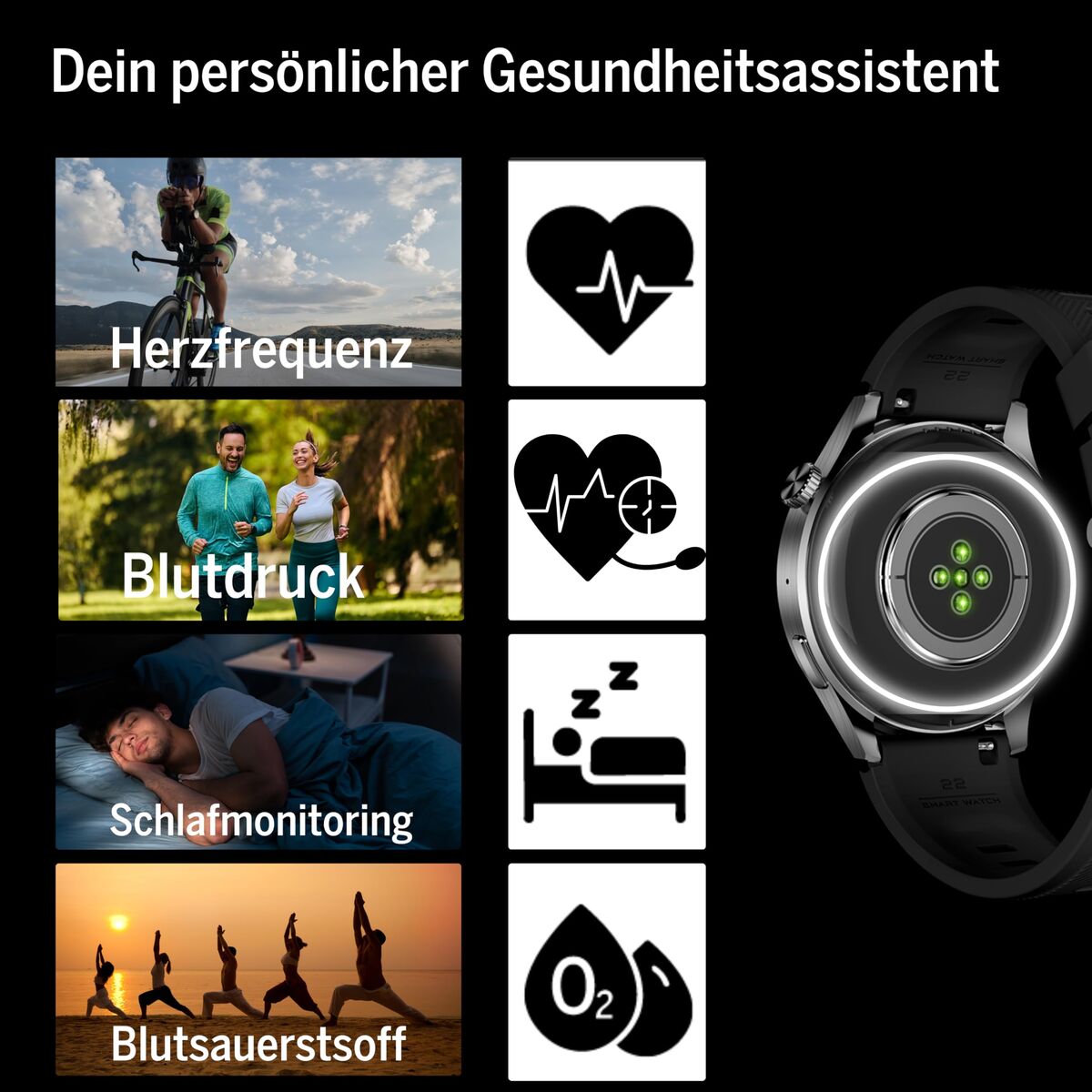 Smartwatch beafon WATCH 301 44 mm 1,45" Zwart - Elektronica - beafon
