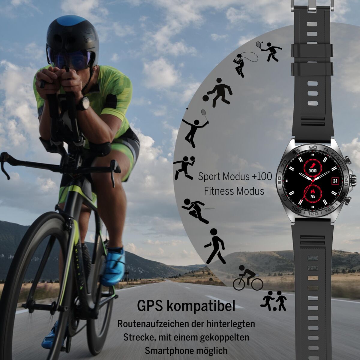 Smartwatch beafon WATCH 501 1,43" Staal Mat zwart - Elektronica - beafon