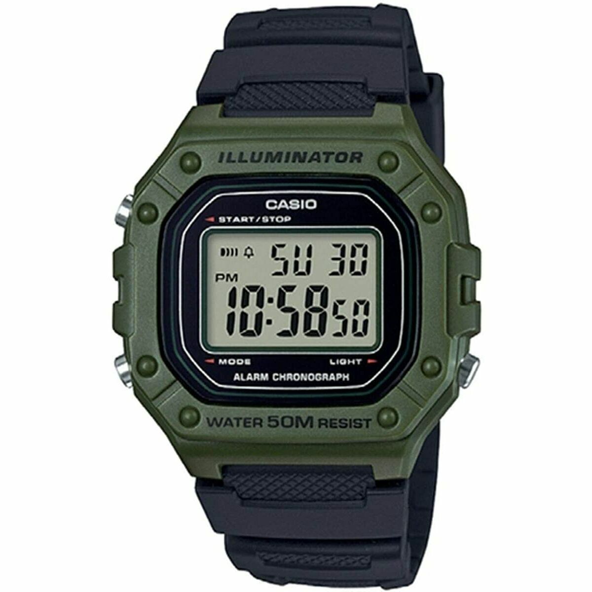 Horloge Heren Casio W-218H-3AVEF Zwart Groen
