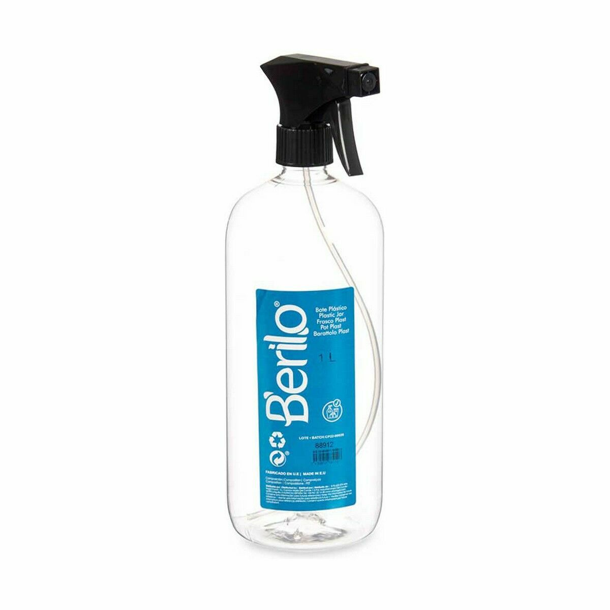 Verstuiverfles Berilo Zwart Transparant Plastic 1 L (12 Stuks) - Schoonheid, Haarverzorging - Berilo