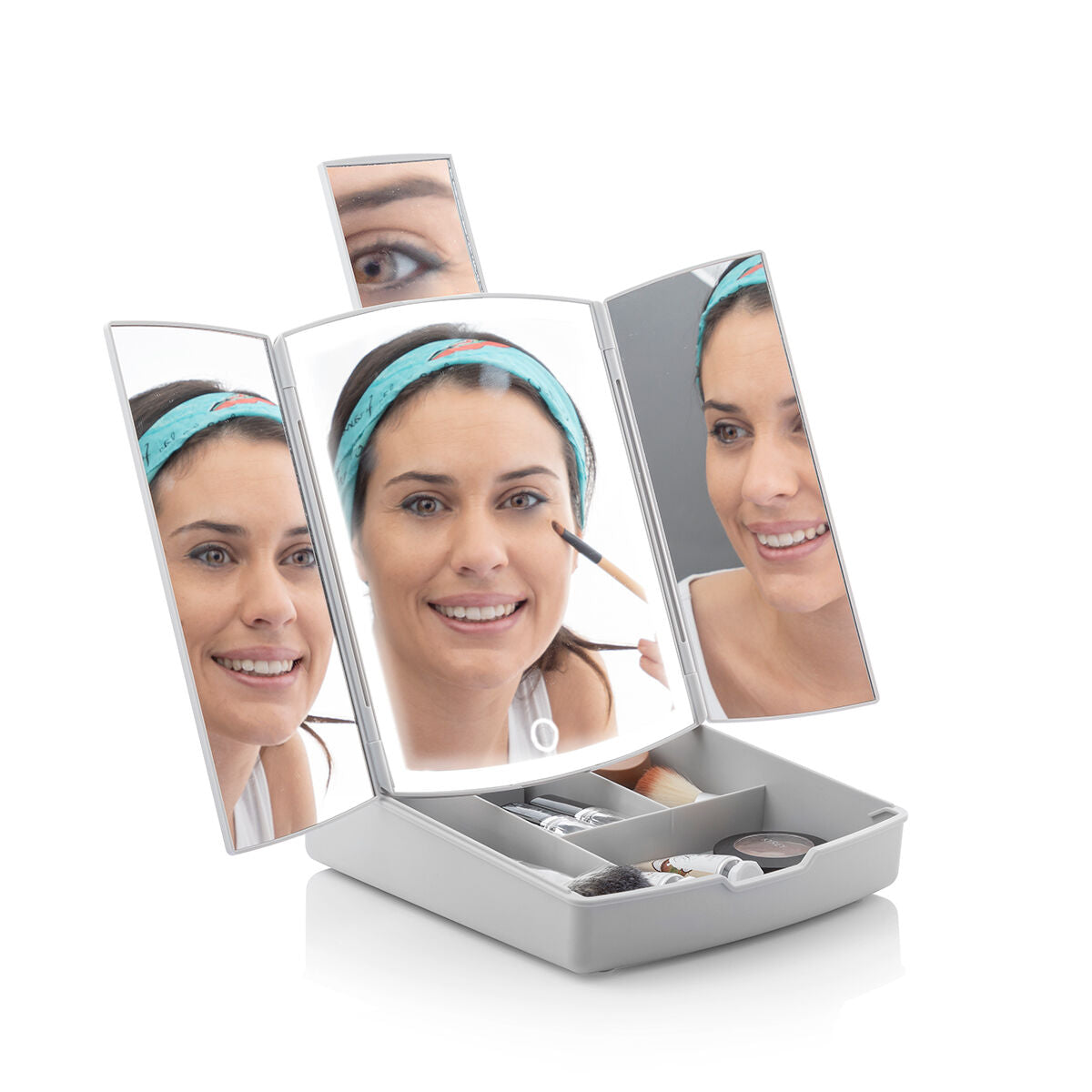 3 - in - 1 Opvouwbare Ledspiegel met Make - uporganizer Panomir InnovaGoods - Schoonheid, Gebruiksvoorwerpen en accessoires - InnovaGoods