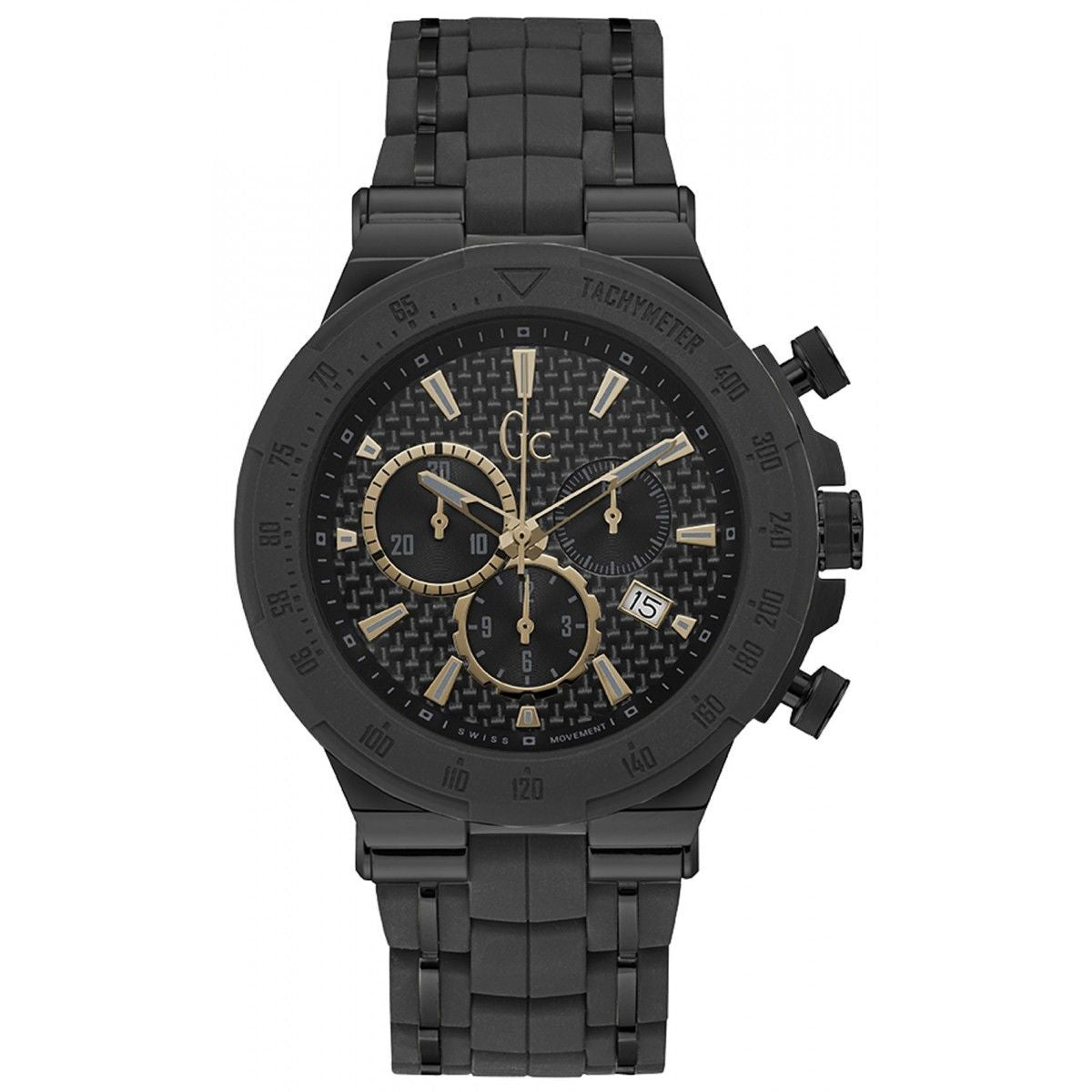 GC Watches Herenhorloge Zwart RVS - Statement Design Ø 45mm - Y35006G2