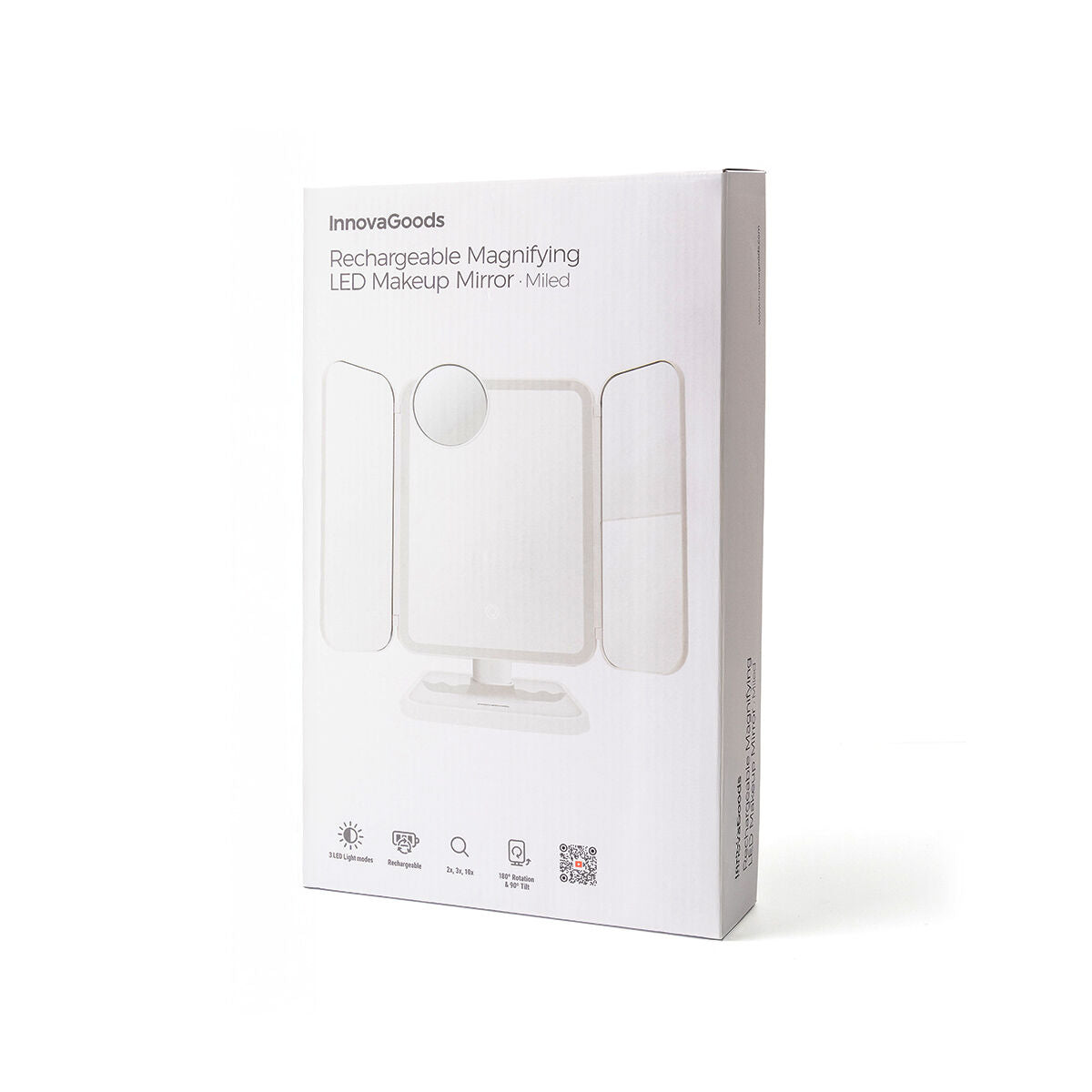 Oplaadbare Driepanelige Make-up Spiegel met Vergroting en LED-licht Miled InnovaGoods