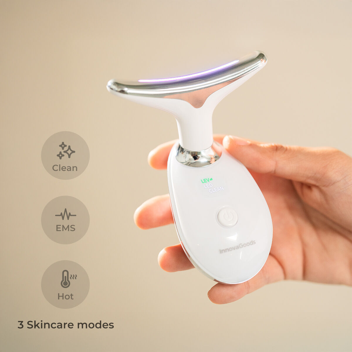 Elektrische Verstevigende Gezichts - en Nekmassage met LED, EMS en Warmte Selora InnovaGoods - Schoonheid, Huidverzorging - InnovaGoods