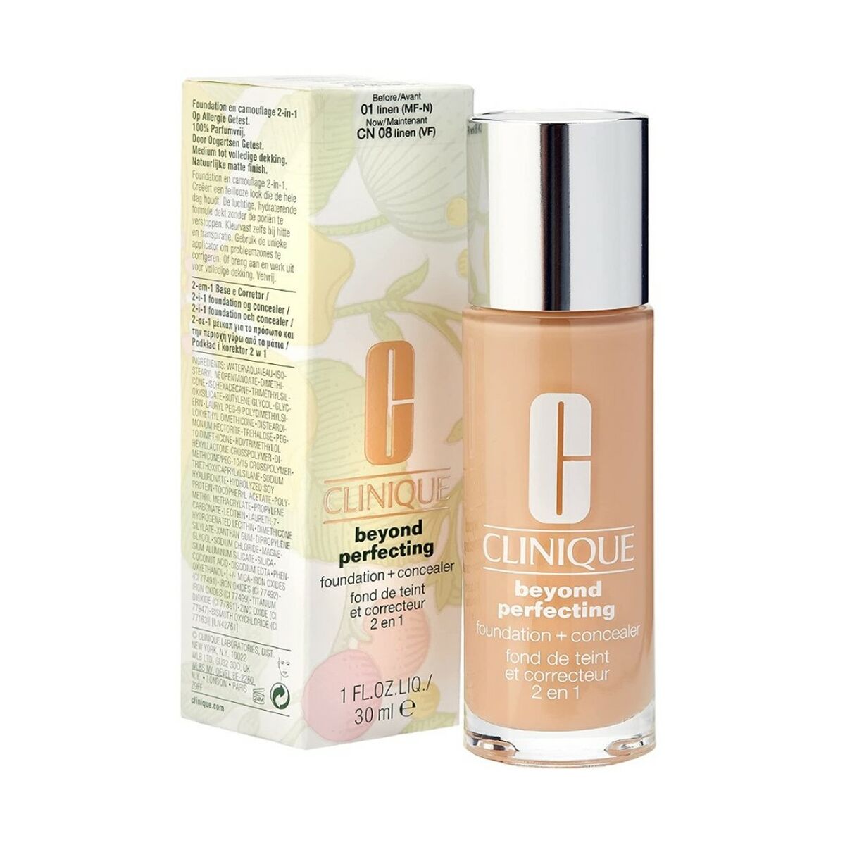 Vloeibare Foundation Clinique Beyond Perfecting Nº 1-Linen 30 ml 2 in 1