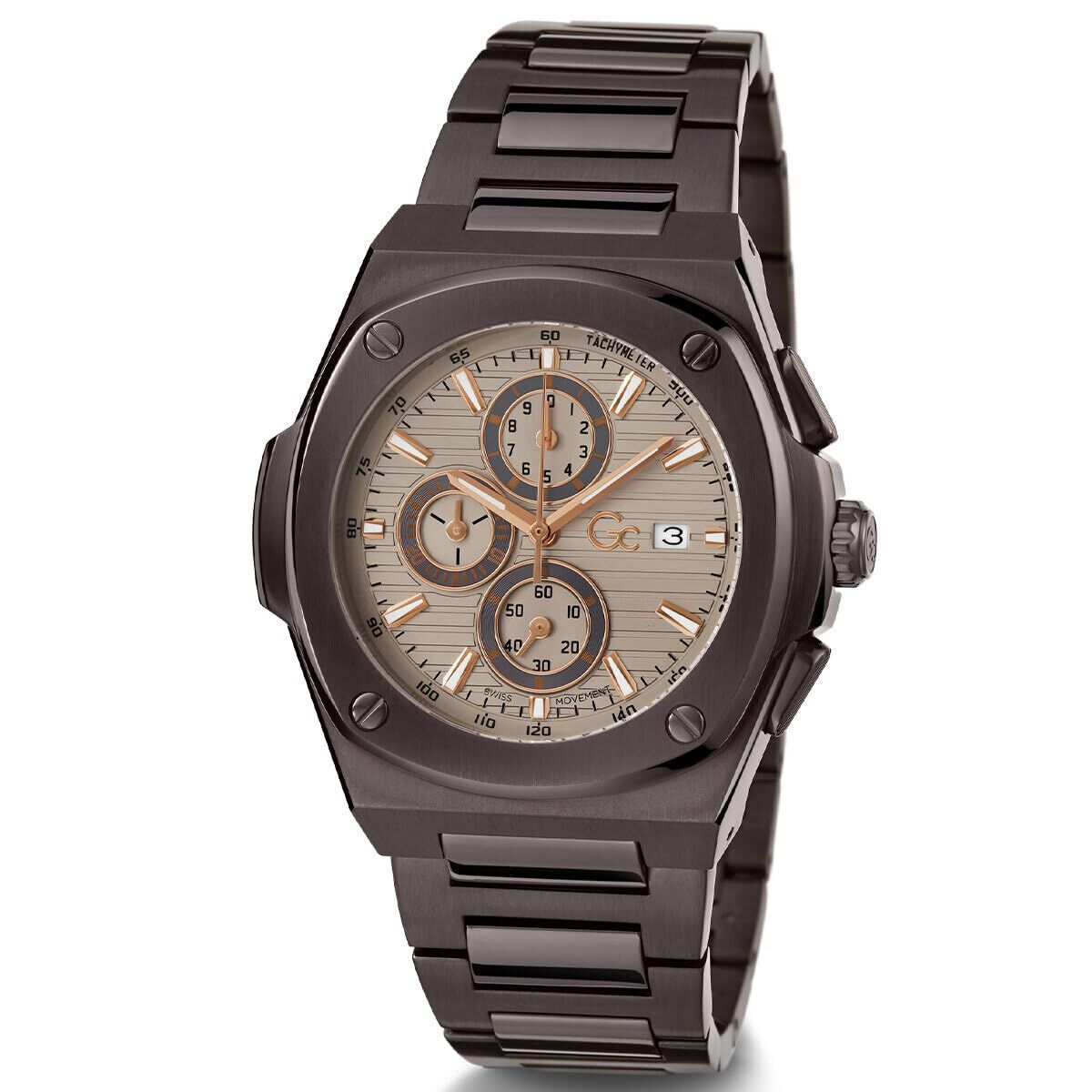 GC Watches Y99013G1MF Herenhorloge - Kwarts Bruin/Grijs Ø 44 mm - Klokken, Heren - GC Watches