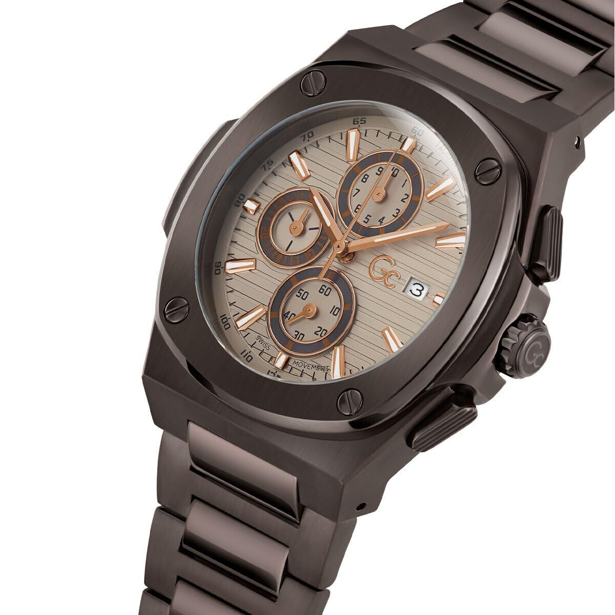 GC Watches Y99013G1MF Herenhorloge - Kwarts Bruin/Grijs Ø 44 mm - Klokken, Heren - GC Watches