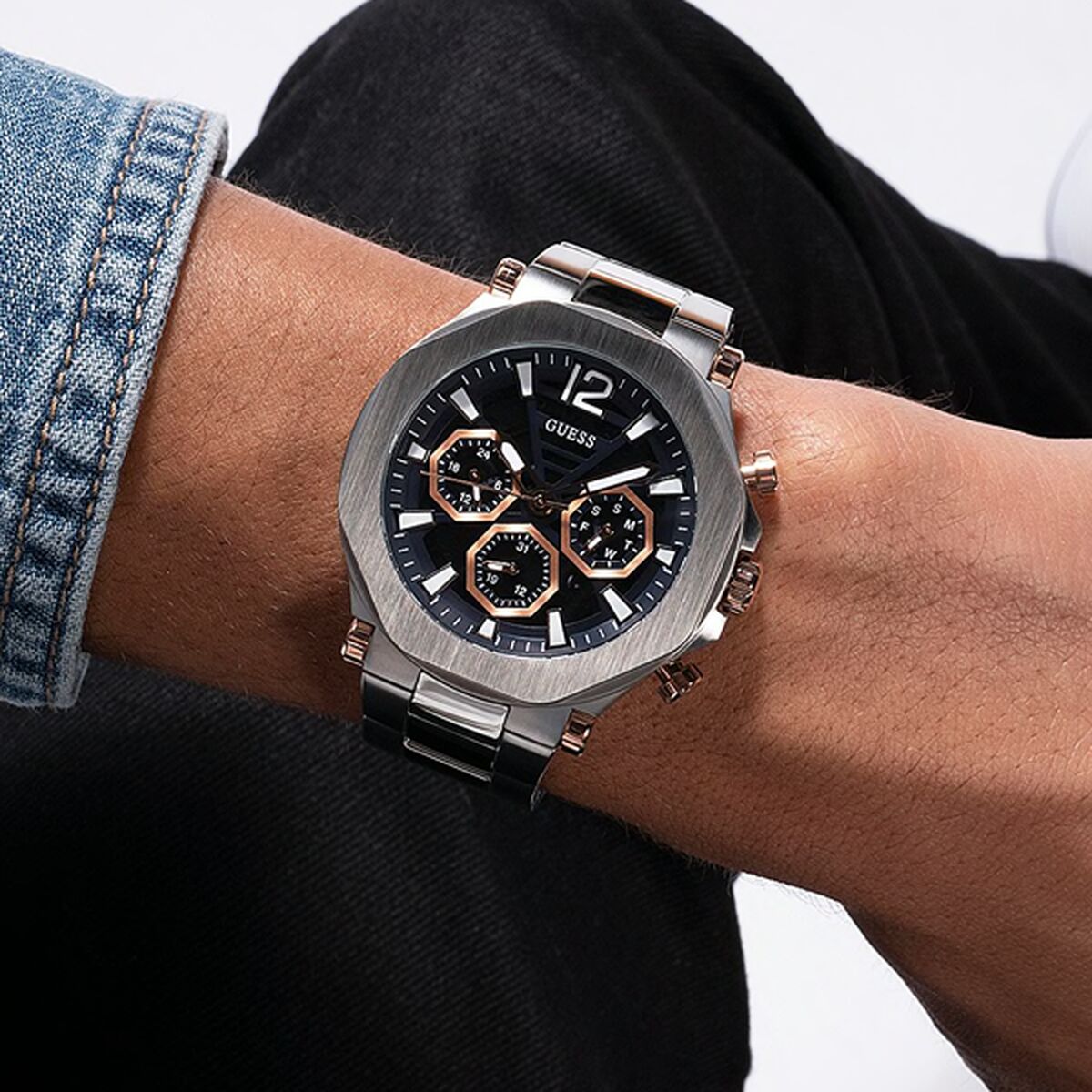 Horloge Heren Guess EDGE Grijs Zilverkleurig - Klokken, Heren - Guess