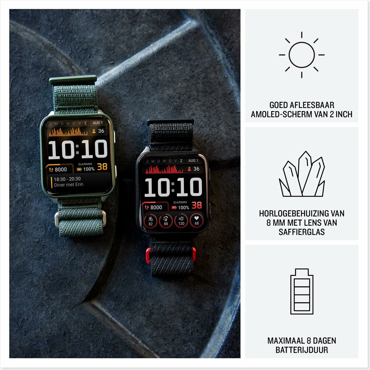 Smartwatch GARMIN 010 - 02980 - 03 Zwart Groen Grijs Raad van bestuur - Elektronica - Garmin