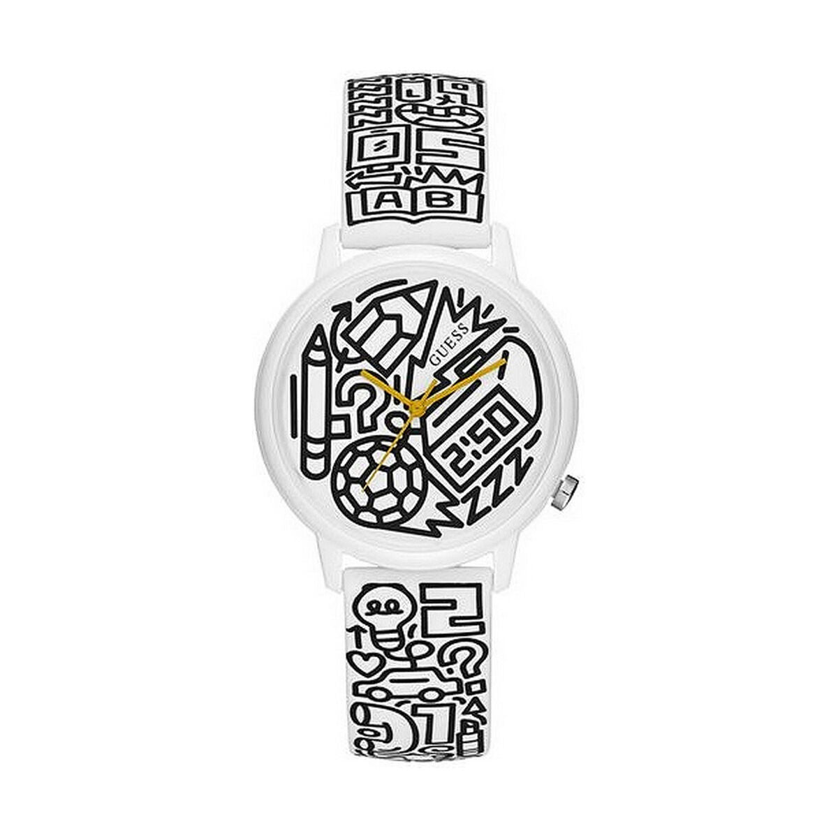 Horloge Uniseks Guess TIME TO GIVE Wit Zwart Multicolour (Ø 38 mm) - Klokken, Unisex voor volwassenen - Guess
