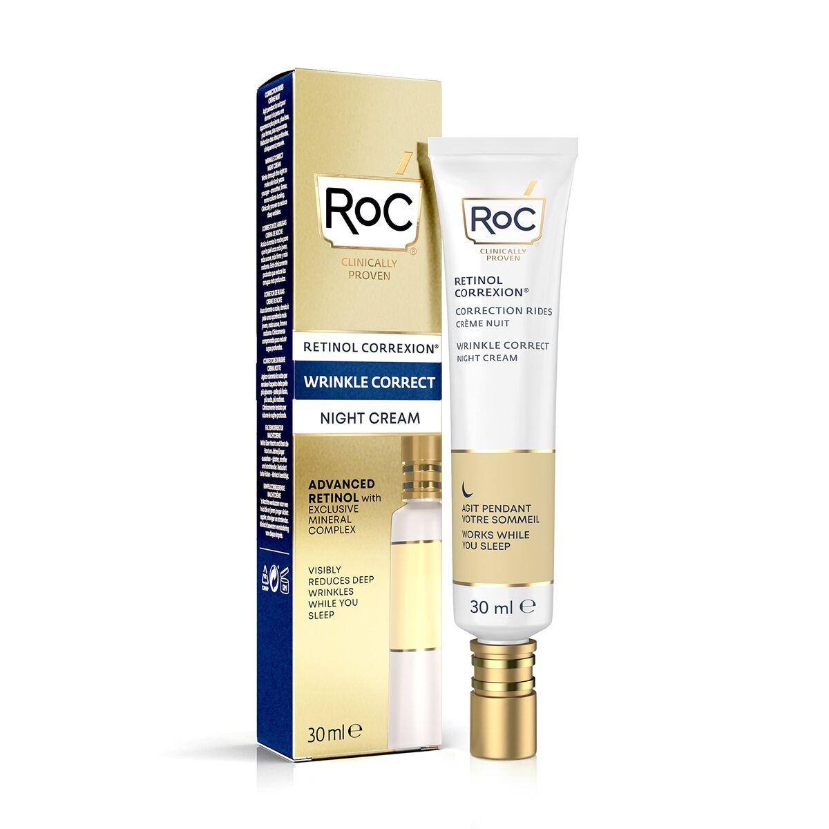 Anti - Veroudering Nachtcrème Roc Wrinkle Correct 30 ml - Schoonheid, Huidverzorging - Roc