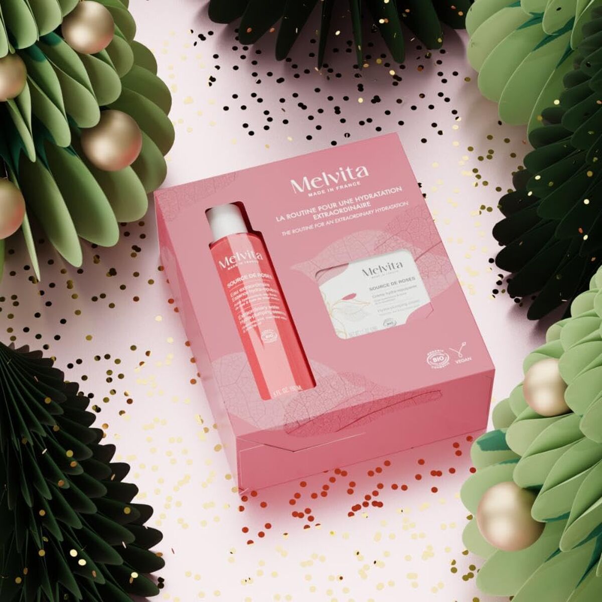 Gezichtscrème Melvita SOURCE DE ROSES 2 Onderdelen