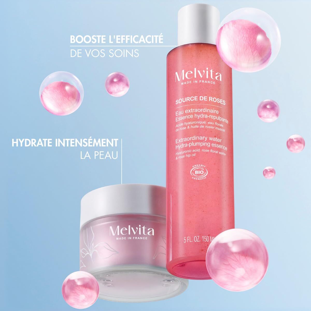 Gezichtscrème Melvita SOURCE DE ROSES 2 Onderdelen