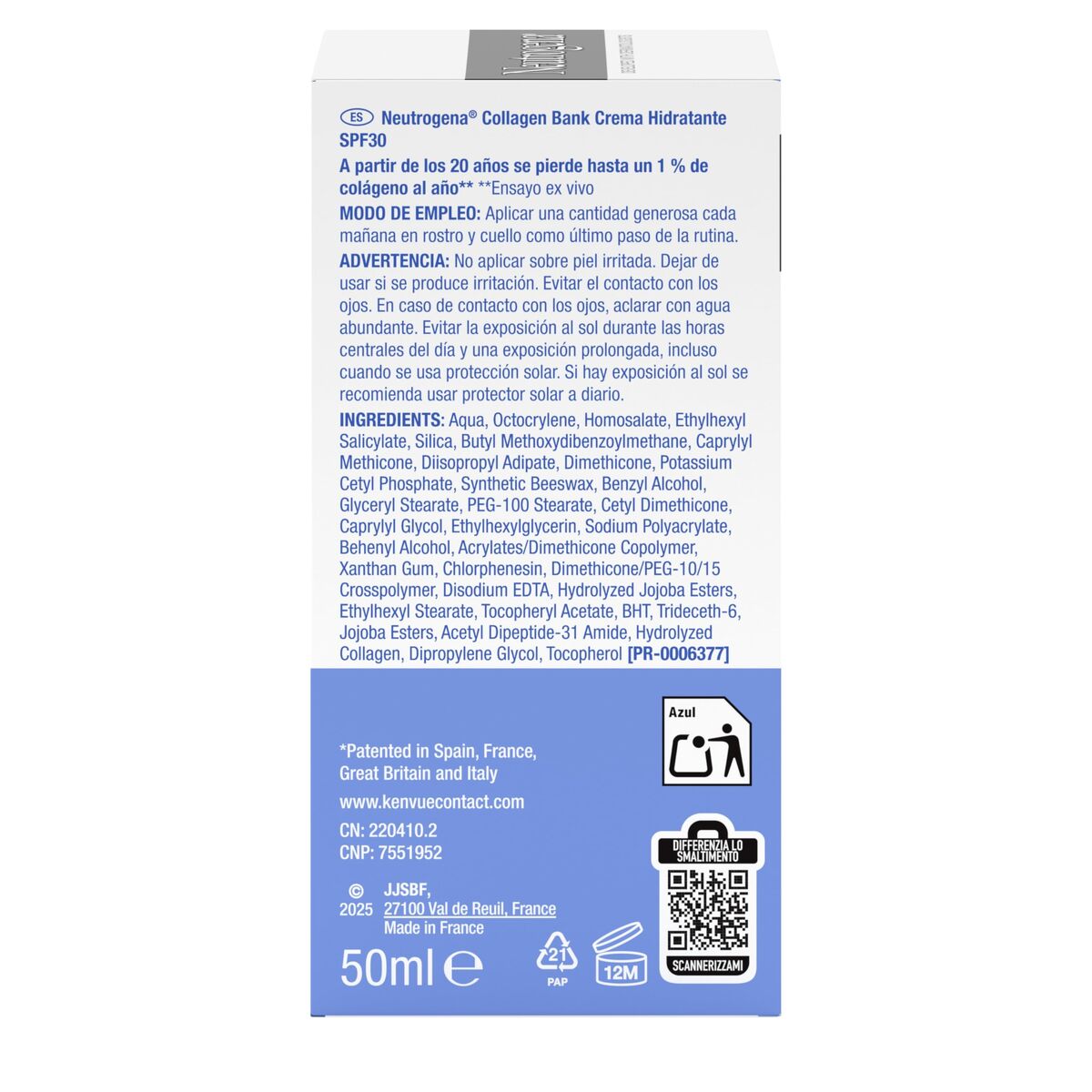 Gezichtscrème Neutrogena COLLAGEN BANK Spf 30 50 ml