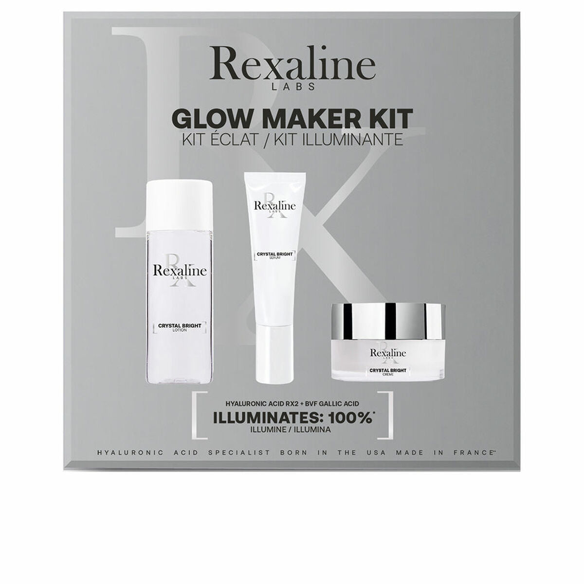 Cosmeticaset voor Dames Rexaline Crystal Bright Glow 3 Onderdelen