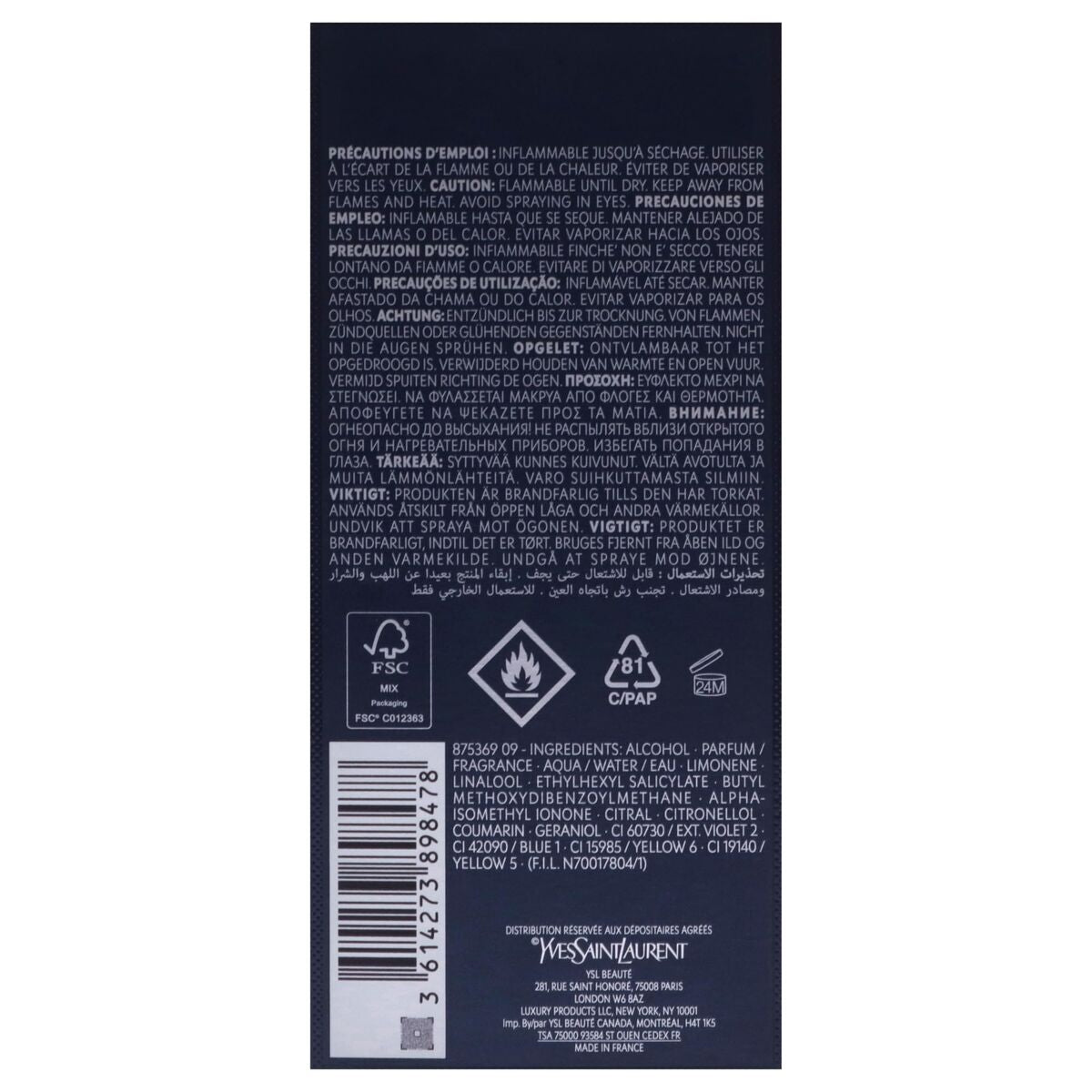 Herenparfum YSL Y Pour Homme Eau de Parfum Intense EDP 100 ml