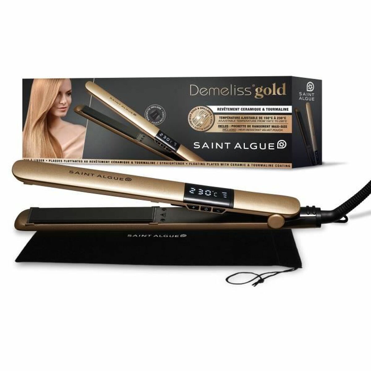 Stijltang Saint - Algue  Demeliss GOLD Zwart Gouden - Schoonheid, Haarverzorging - Saint - Algue
