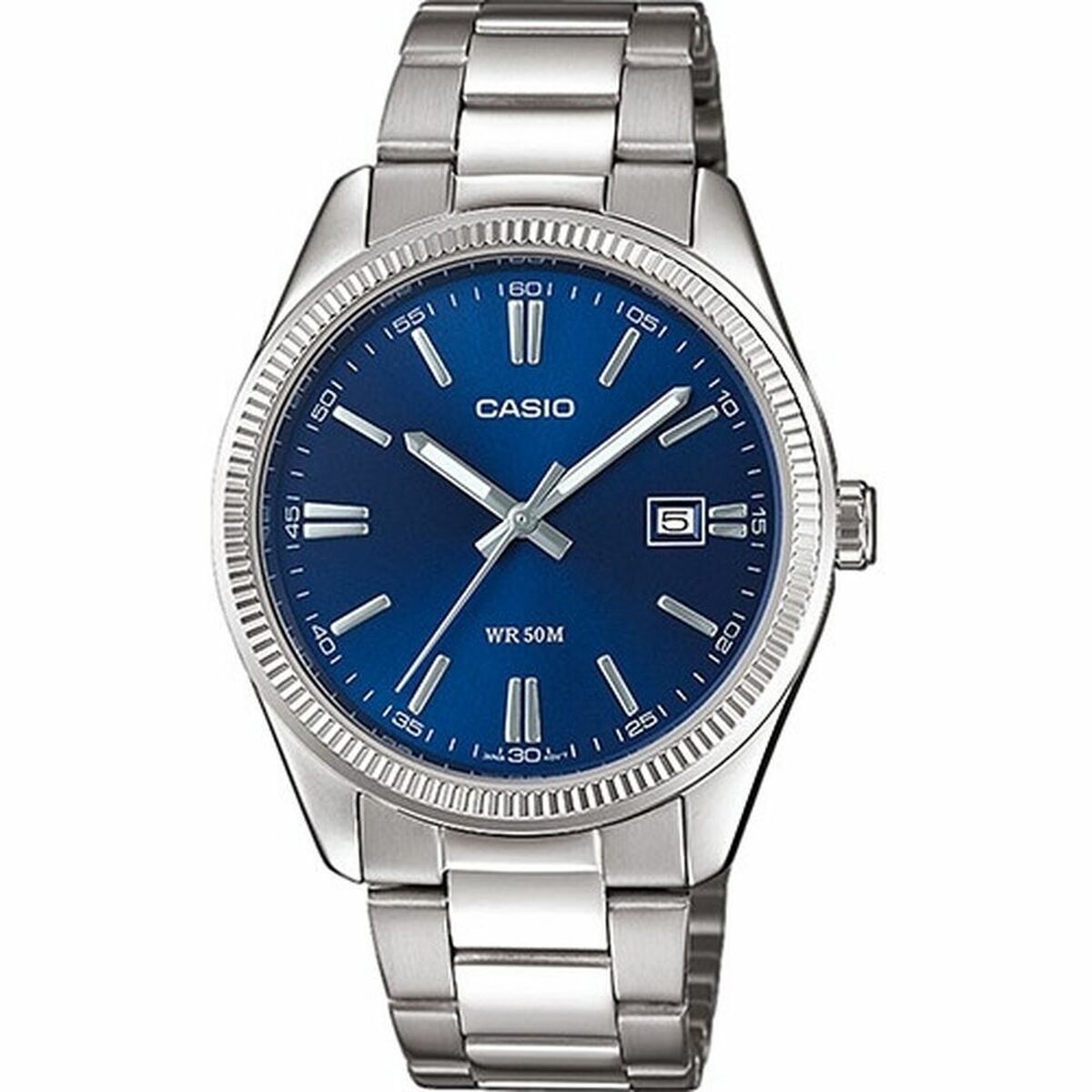 Horloge Heren Casio DATE Roestvrij staal Analoog Kwarts Zilverkleurig (Ø 38,5 mm) - Klokken, Heren - Casio