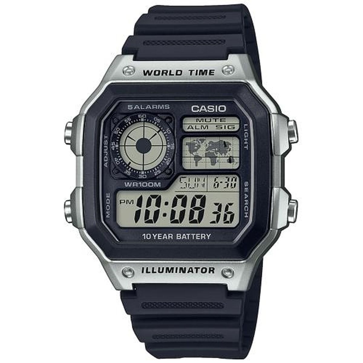 Horloge Heren Casio ILLUMINATOR WORLDTIME Zwart Grijs (Ø 40 mm)