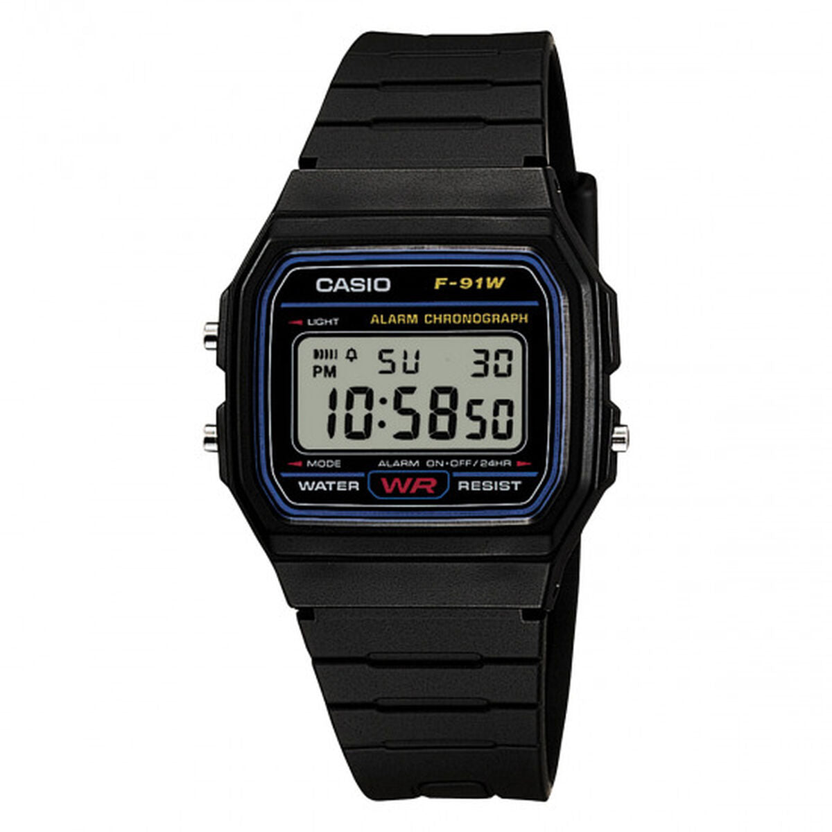 Horloge Uniseks Casio F - 91W - 1YEG Zwart (Ø 35 mm) - Klokken, Unisex voor volwassenen - Casio