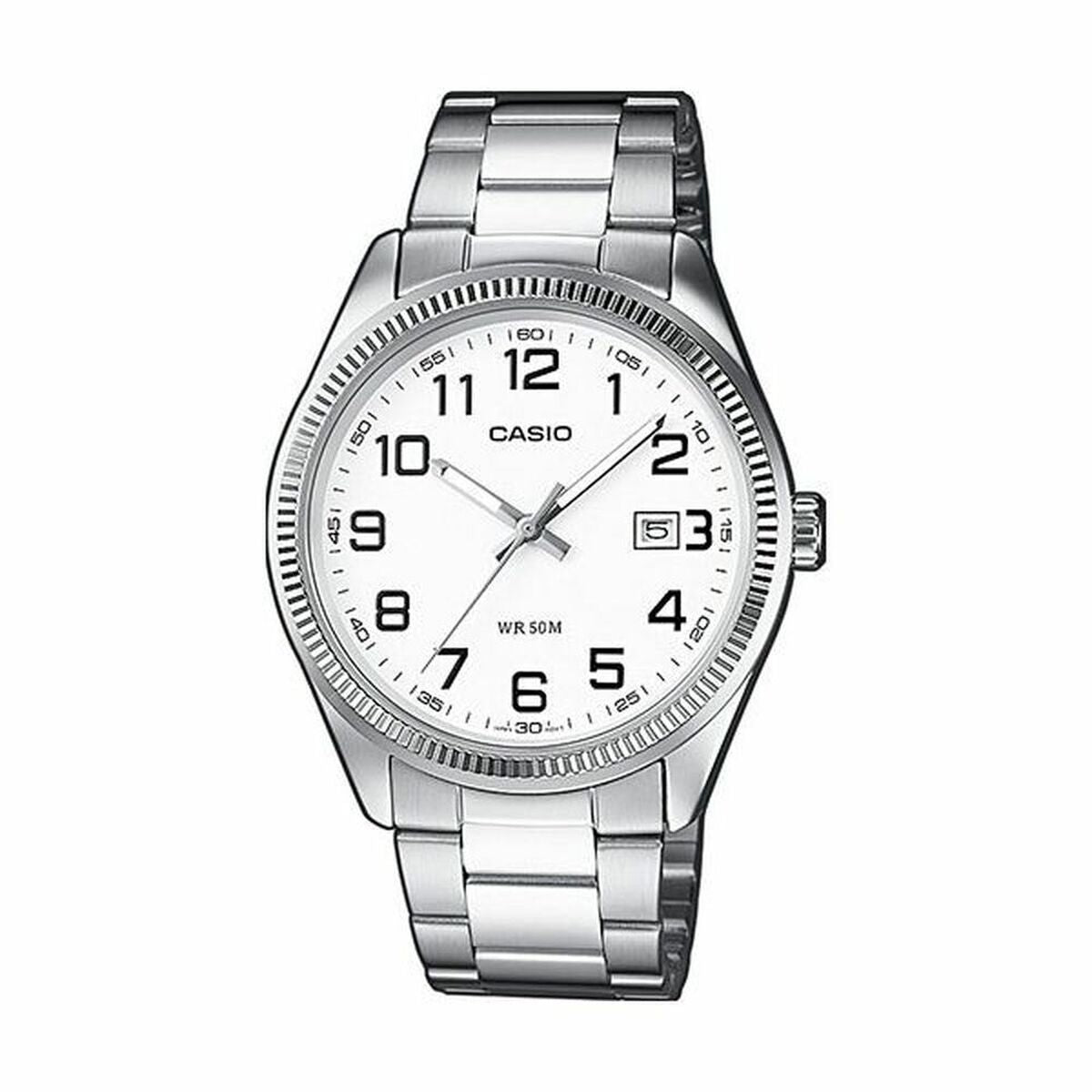 Horloge Uniseks Casio DATE Wit Zilverkleurig (Ø 39 mm) (Ø 38,5 mm) - Klokken, Unisex voor volwassenen - Casio