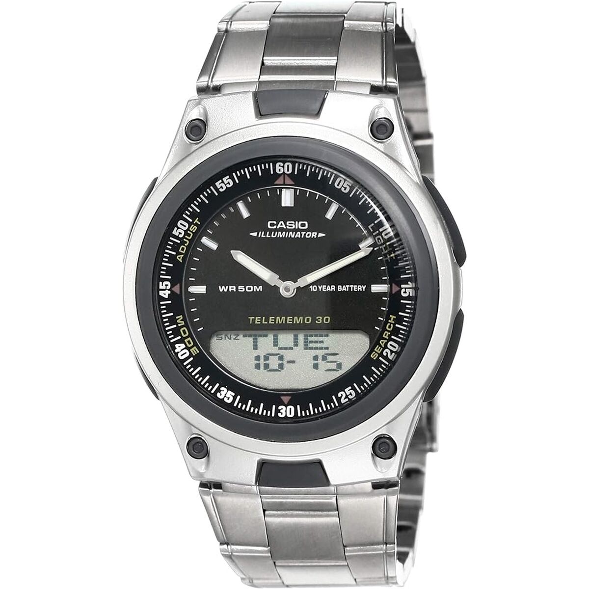 Horloge Heren Casio ILLUMINATOR TELEMEMO 30 Zwart Zilverkleurig (Ø 40 mm) - Klokken, Heren - Casio