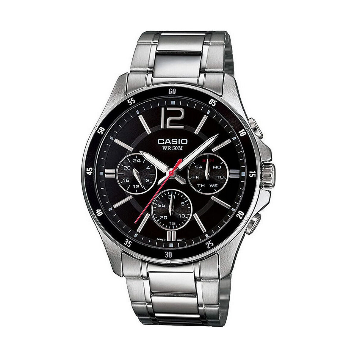 Horloge Heren Casio MTP1374D1AVDF Zwart Zilverkleurig (Ø 35 mm) (Ø 47 mm) - Klokken, Heren - Casio
