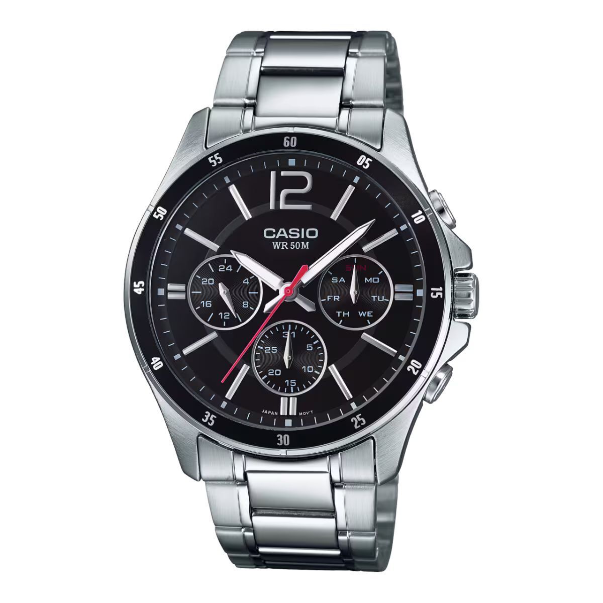 Horloge Heren Casio MTP1374D1AVDF Zwart Zilverkleurig (Ø 35 mm) (Ø 47 mm) - Klokken, Heren - Casio