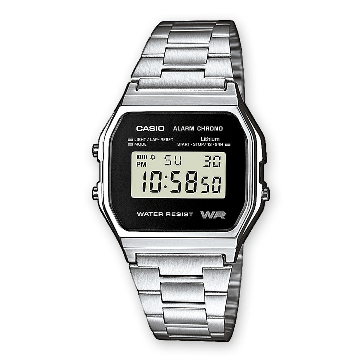 Horloge Heren Casio A158WEA-1EF Zwart Grijs Zilverkleurig