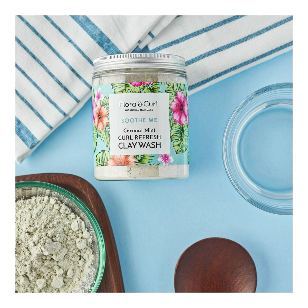 Anti - haaruitval crème Flora & Curl Soothe Me 260 g Kokosnoot Munt Klei Verfrissend - Schoonheid, Haarverzorging - Flora & Curl