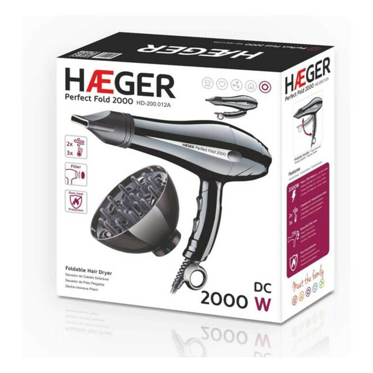 Föhn Haeger HD - 200.012A 2000W Zwart 2000 W - Schoonheid, Haarverzorging - Haeger