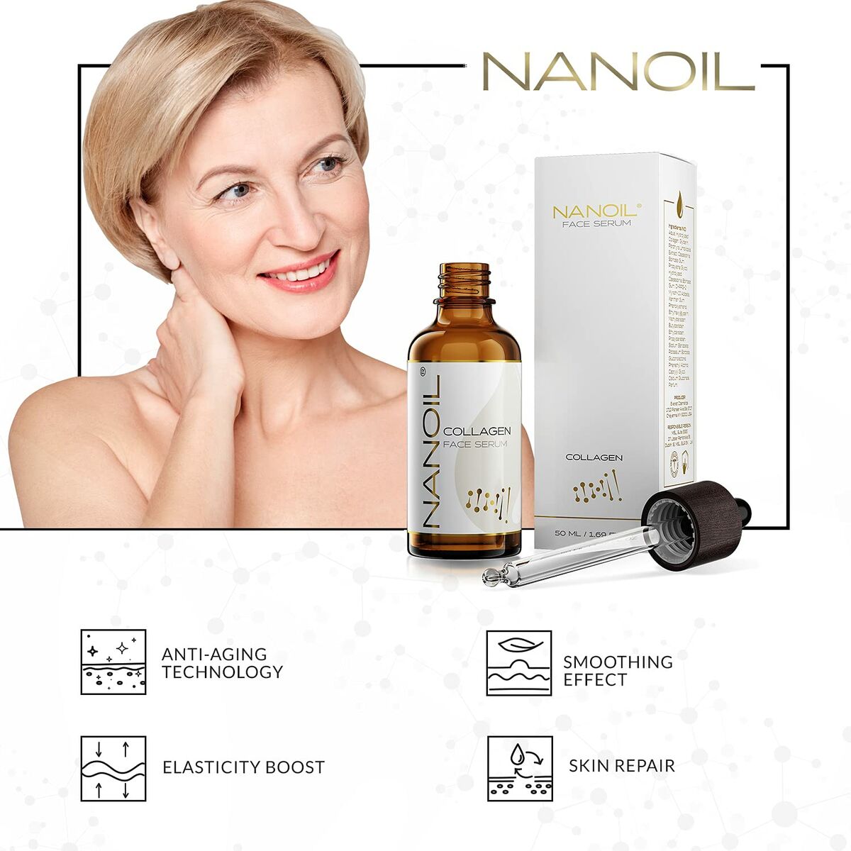 Herstellende Serum Nanoil Face Serum 50 ml Collageen - Schoonheid, Huidverzorging - Nanoil