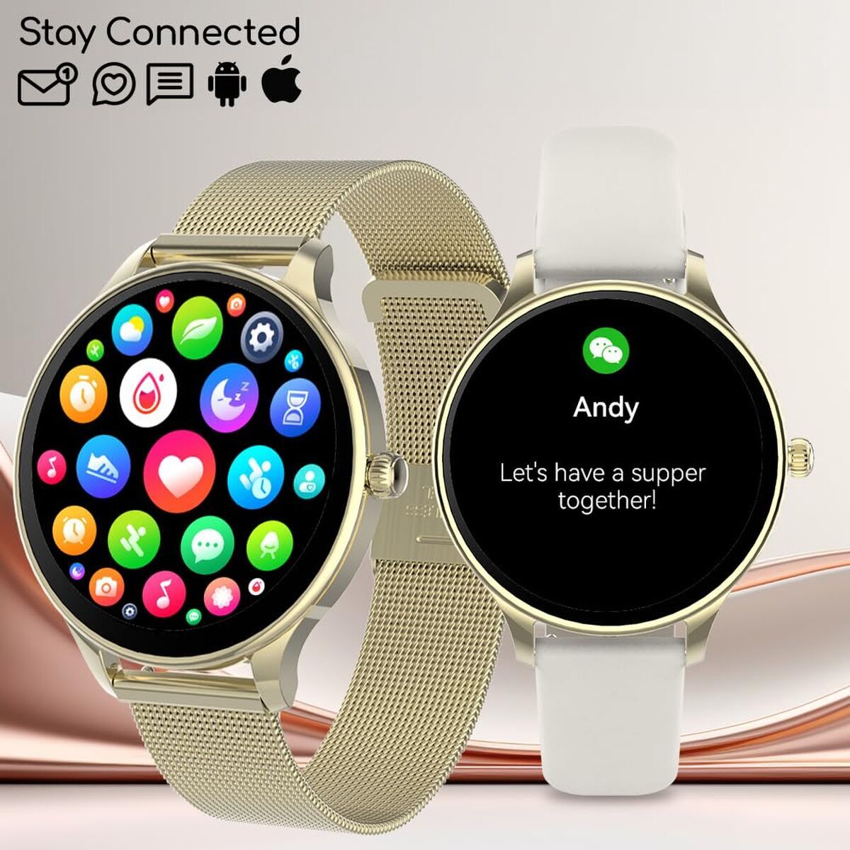 Smartwatch Forever GSM180307 Roze goud - Elektronica - Forever