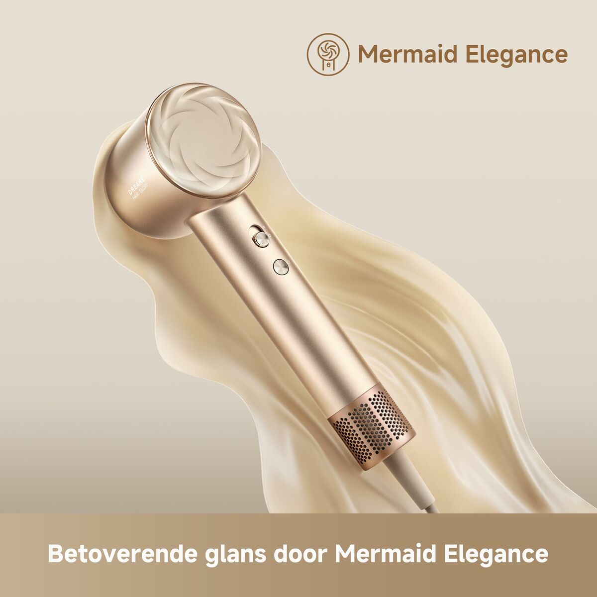 Dreame Föhn Glory Mix 1600W Ionisch, 3 Magnetische Nozzles, Goudkleurig - Schoonheid, Haarverzorging - Dreame