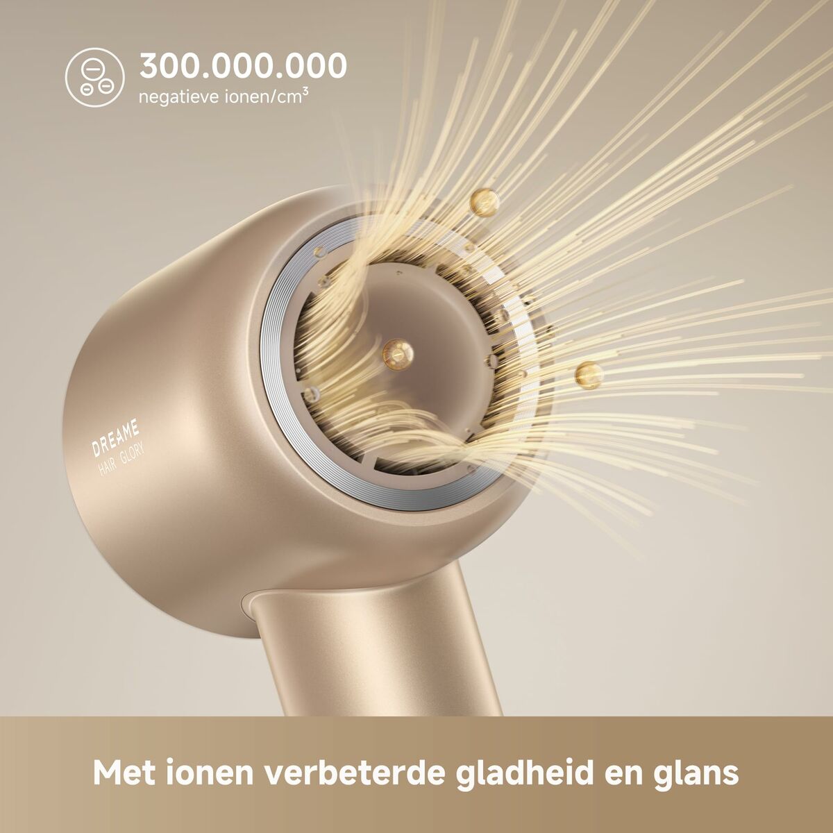 Dreame Föhn Glory Mix 1600W Ionisch, 3 Magnetische Nozzles, Goudkleurig - Schoonheid, Haarverzorging - Dreame