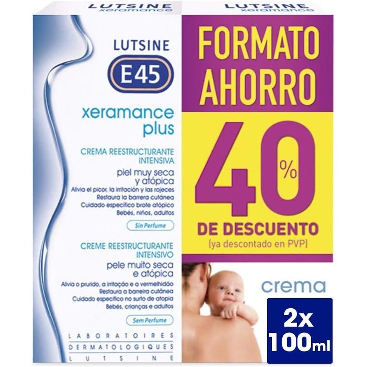 Lichaamscrème Lutsine E45 XERAMANCE PLUS 100 ml 2 Stuks