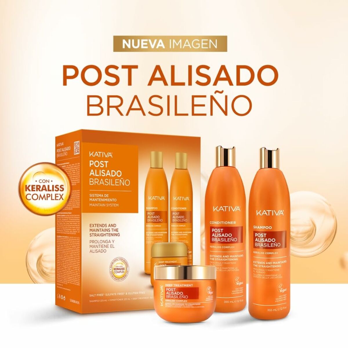 Shampoo en Conditioner Kativa KERATIN EXPRESS 3 Onderdelen - Schoonheid, Haarverzorging - Kativa