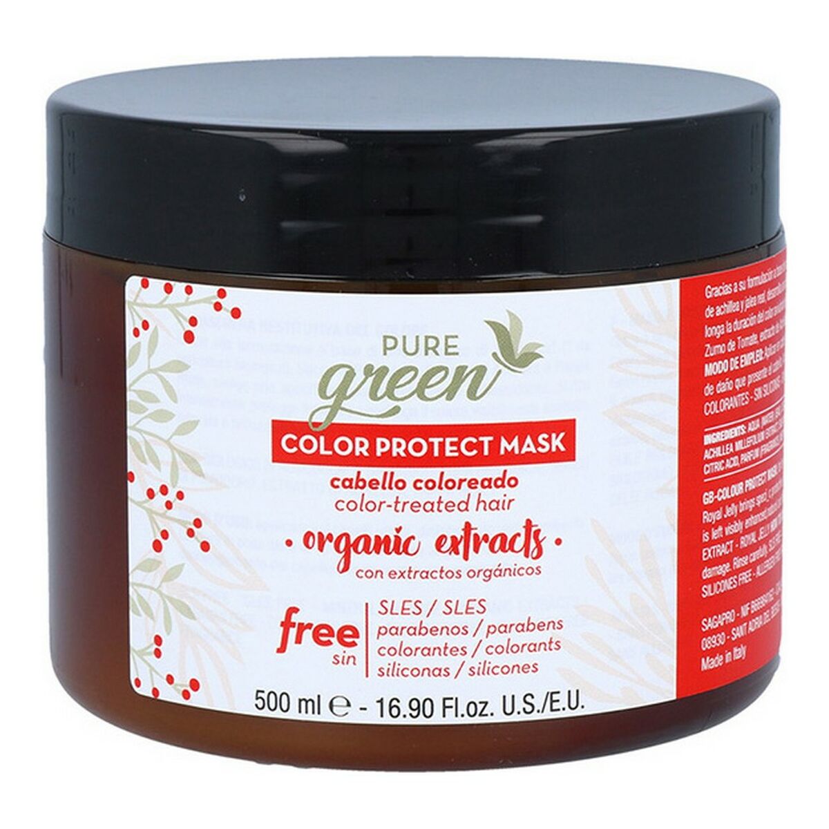 Haarmasker Color Protect Pure Green Green Color (500 ml) - Schoonheid, Haarverzorging - Pure Green