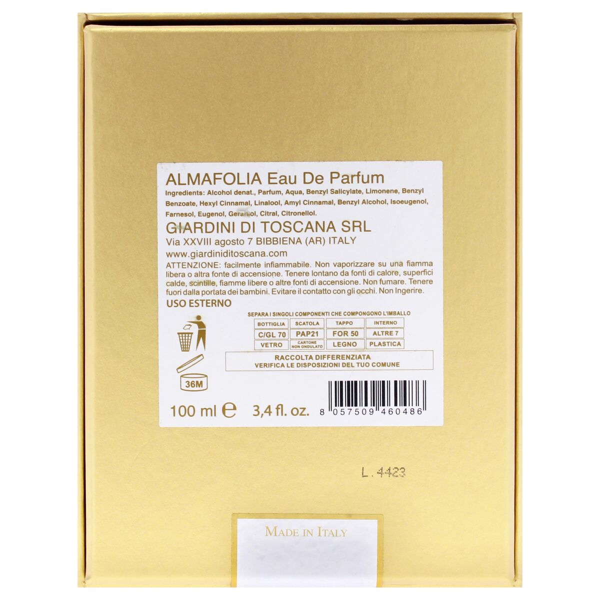 Uniseks Parfum Giardini di Toscana ALMAFOLIA Almafolia EDP 100 ml - Schoonheid, Parfums en geuren - Giardini di Toscana