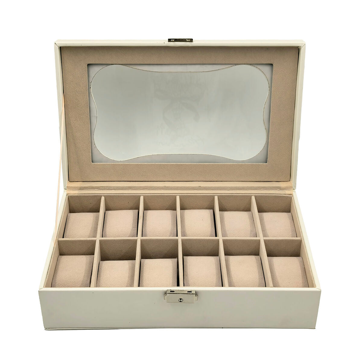 Horlogedoos Versa Wit Polyurethaan Papier Spiegel Hout MDF 20 x 8,5 x 32,5 cm