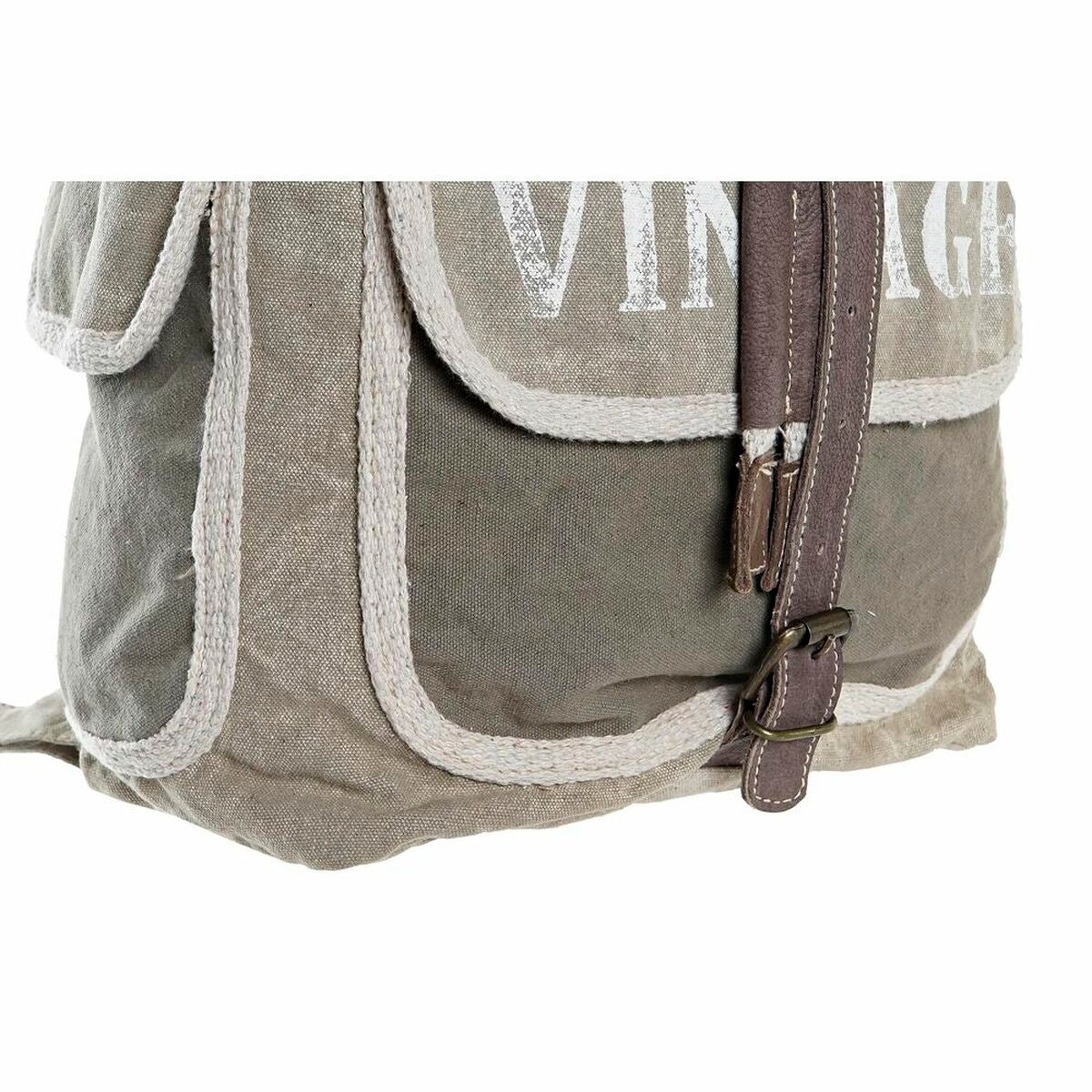 Casual Rugtas DKD Home Decor Ster Vintage Grijs Katoen Leer (30 x 17 x 44 cm)