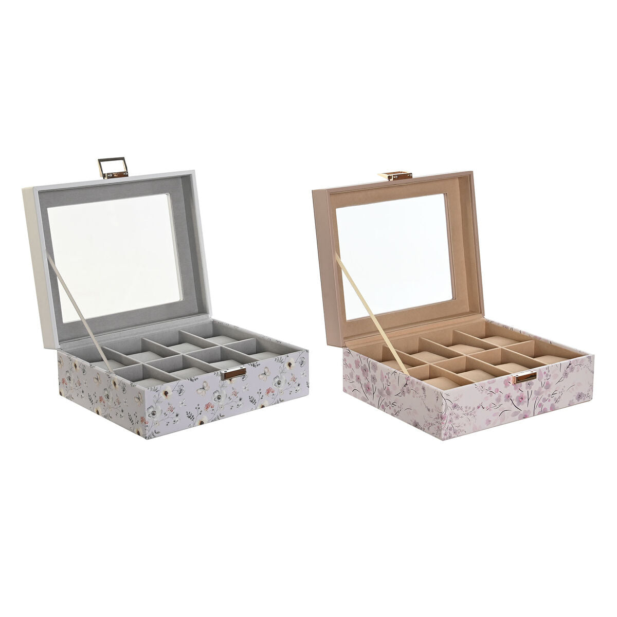 Horlogedoos DKD Home Decor Blauw Licht Roze Kristal 22,5 x 19,5 x 9,5 cm (2 Stuks) - Klokken, Accessoires - DKD Home Decor