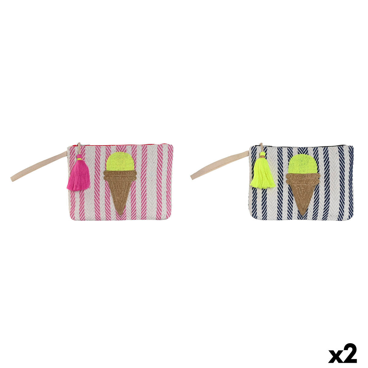 Toilettas Home ESPRIT Blauw Multicolour Roze (2 Stuks) - Schoonheid, Gebruiksvoorwerpen en accessoires - Home ESPRIT