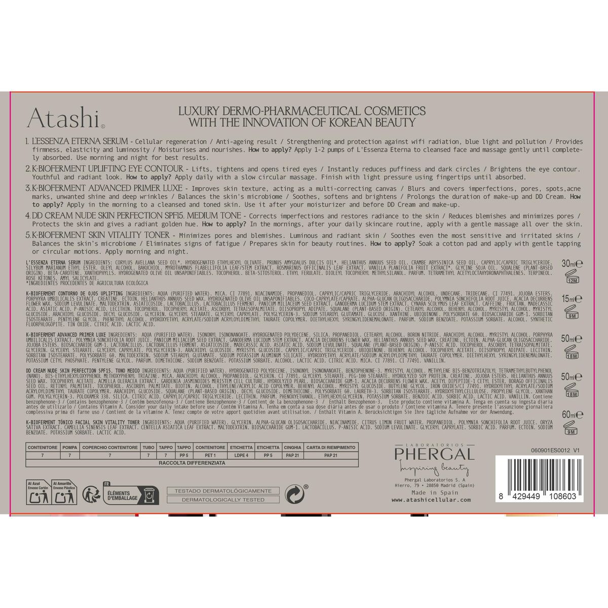 Cosmetica Set Atashi EFECTO PEARL SKIN 360º 6 Onderdelen