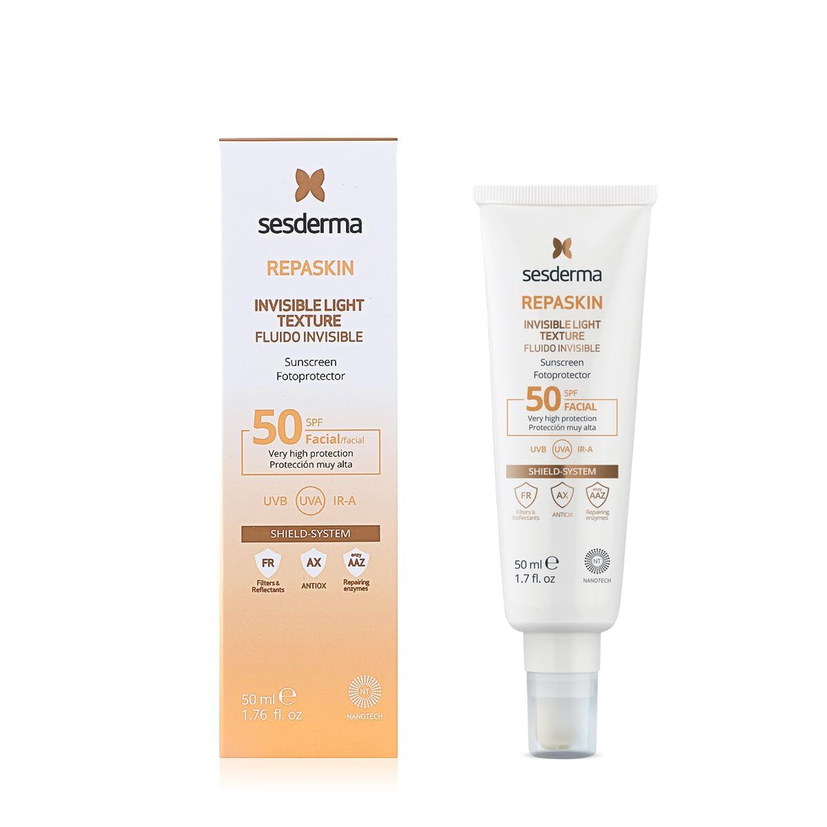 Gezichtszonnecrème Sesderma REPASKIN Wit Vloeistof Onzichtbare - Schoonheid, Huidverzorging - Sesderma