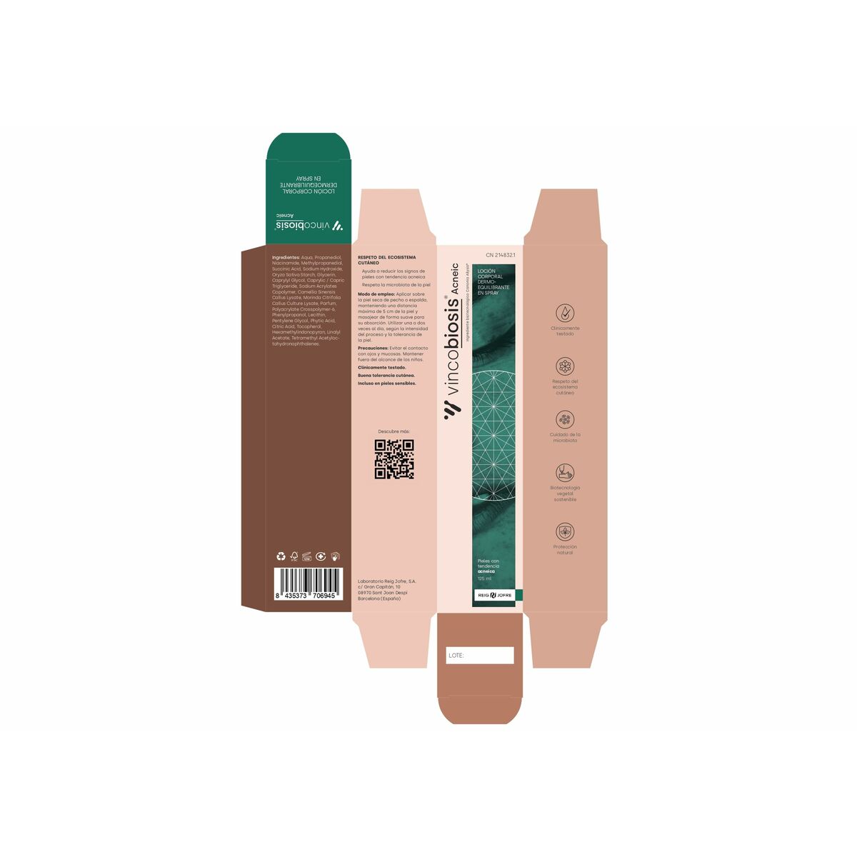 Hydraterende Body Lotion Vincobiosis VINCOBIOSIS ACNEIC 125 ml