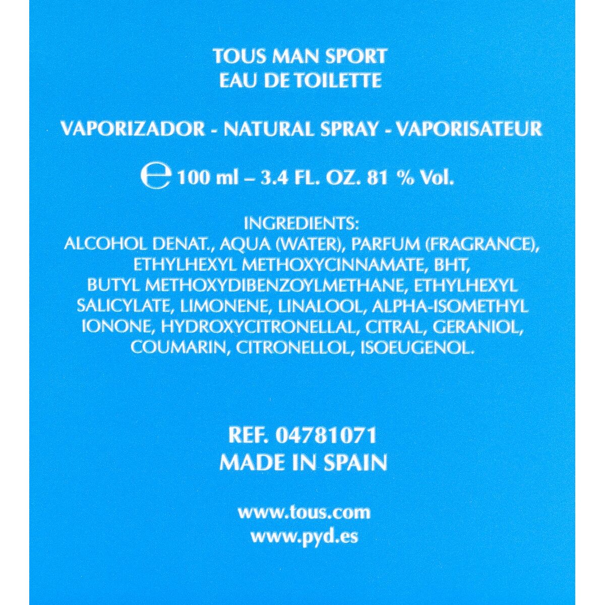 Herenparfum Tous Man Sport 100 ml EDT 100 ml - Schoonheid, Parfums en geuren - Tous