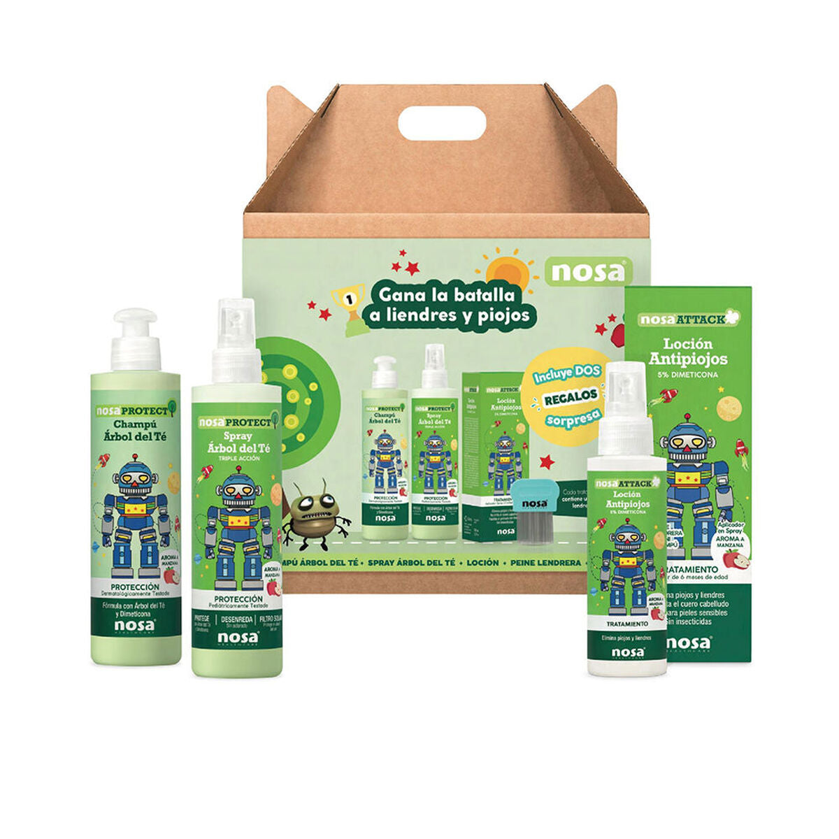 Cosmeticaset voor Kinderen Nosa Healthcare PROTECT Appel Luizenbestrijding 4 Onderdelen - Schoonheid, Haarverzorging - Nosa Healthcare